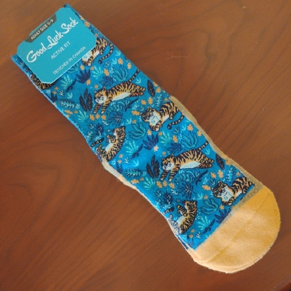 Vibrant Blue Tiger Print Socks